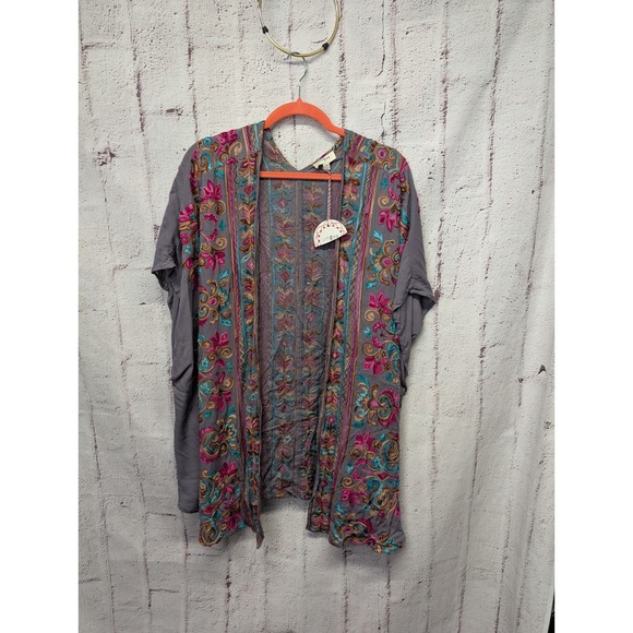 New Umgee Embroidered Boho Kimono Duster Cardigan open front Womens Sz S/M - Picture 1 of 6